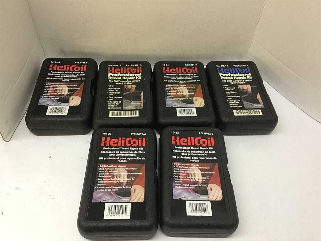 Assorted Helicoil Thread Repair Kits Lot Of 6