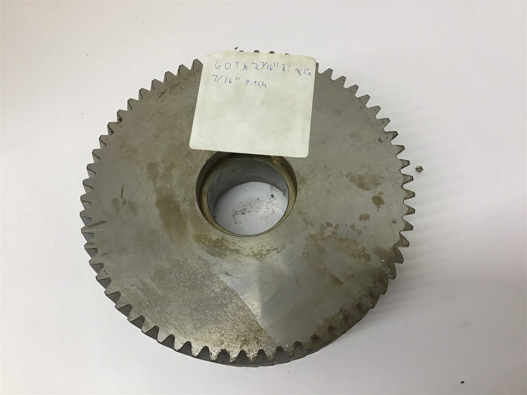 Beveled Gear 60 Teeth 2 7/16" ID 2" Inner Recess ID 7/16" Pitch