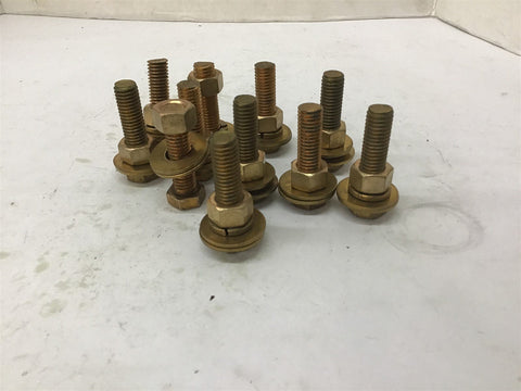 1/2" Brass Bolts Nuts And Washers Bolts Lot Of 11