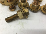 1/2" Brass Bolts Nuts And Washers Bolts Lot Of 11