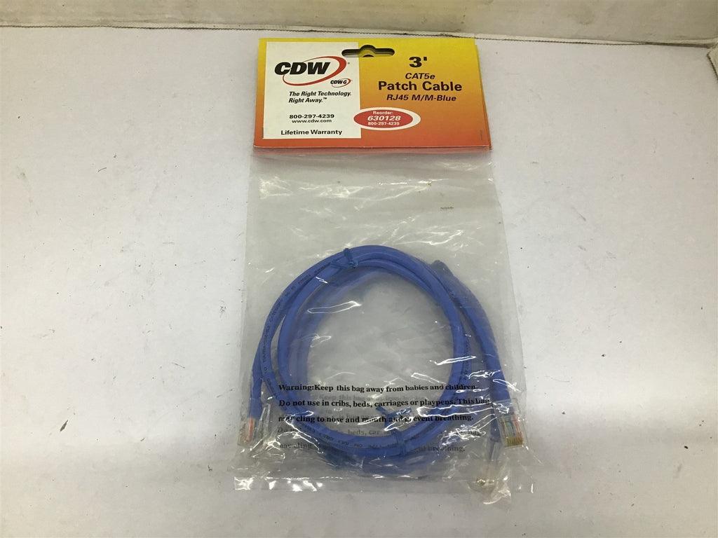 CDW 630128 Patch Cable 3' L CAT5e RJ45 M/M-Blue Lot Of 3