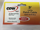 CDW 630128 Patch Cable 3' L CAT5e RJ45 M/M-Blue Lot Of 3