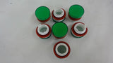 Lot Of 7 Green Illuminated Button Insert, Hw1A-L1-G
