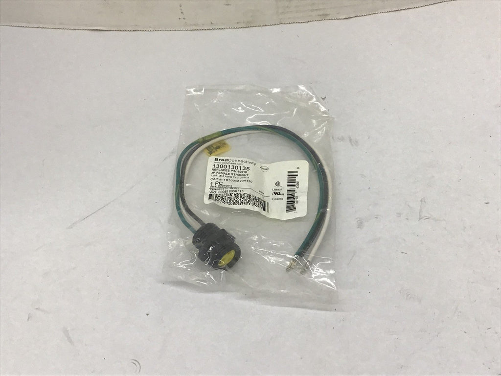 Brad Connectivity 1R3004A20A120 3P Female Straight Connector Cable 12" 16 AWG