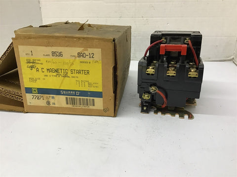Square D Class 8536 Type SA0-12 AC Magnetic Starter NEMA Size 00 3 Ph 3 P 2HP