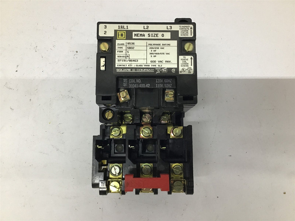 Square D 8536 SB02 Starter NEMA Size 0 3 PH