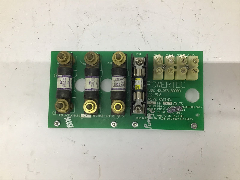Powertec 141-019 Fuse Holder Board 15 HP 460 V W/ Fuses