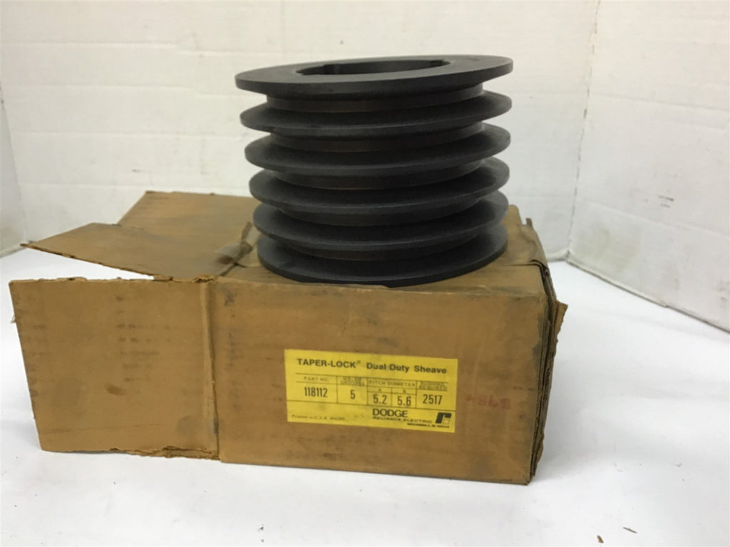 Dodge 5A5.2B5.6 2517 Pulley 5 Groove x 6" OD x 3-1/4" ID Uses 2517 Bushing