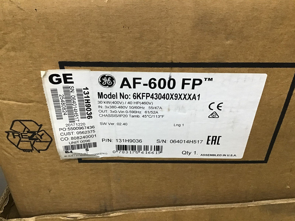 General Electric AF-600 FP 6KFP43040X9XXXA1 40 HP 460 V – BME Bearings ...