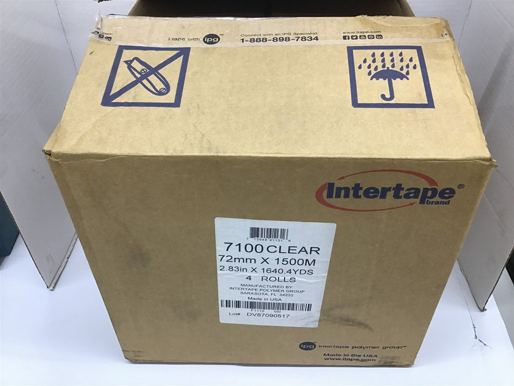 Intertape 7100 Clear 72 mm by 1500 M 4 Rolls BME Bearings and Surplus
