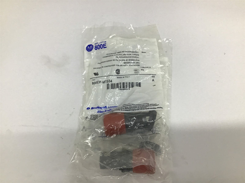 Allen-Bradley 800EP-MTS34 Twist-Release/Push-Pull Button Lot Of 2