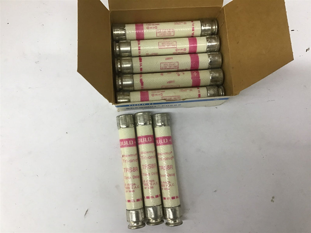 Gould Shawmut TRS8R Tri-Onic Time Delay Fuse 8 Amps 600 VAC Lot Of 8