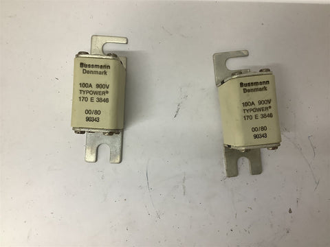 Bussmann 170E3846 Fuse 100 A 900 V Lot Of 2
