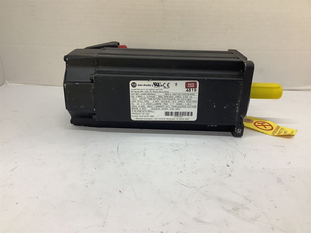 Allen-Bradley MPL-A330P-MK24AA Ser. A Inverter Duty AC Servo Motor 2.4 HP 230V