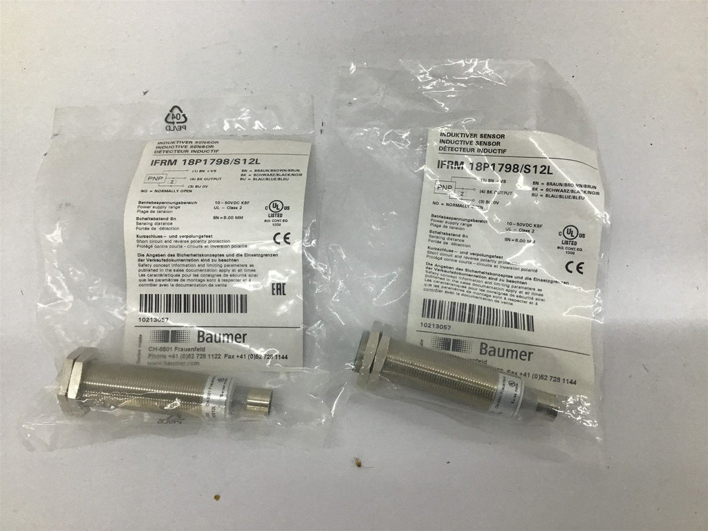 Baumer IFRM18P1798/S12L Inductive Sensor Lot Of 2