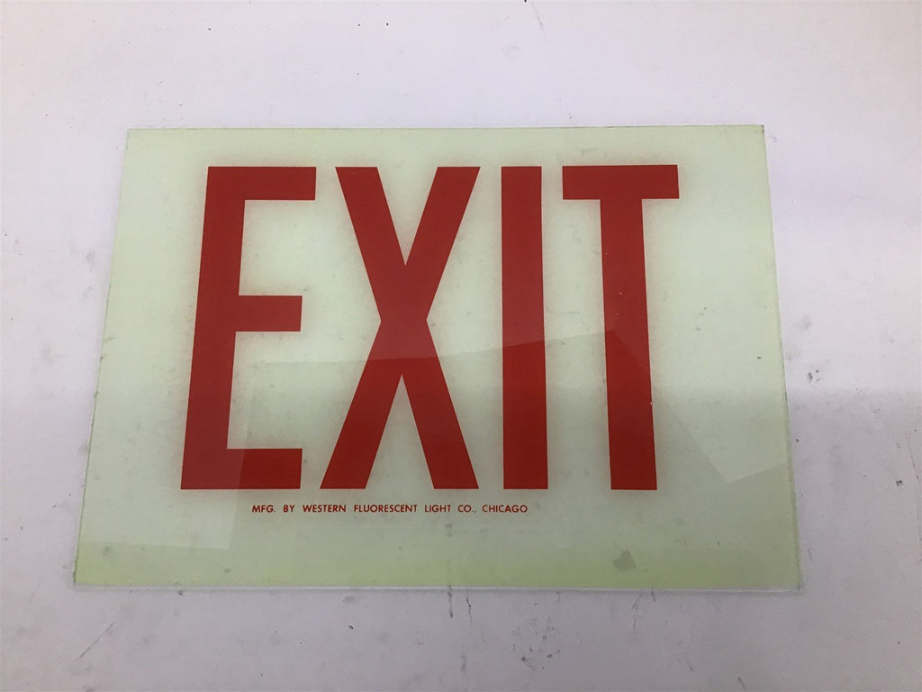 Western Fluorescent Light Co Exit Sign 12" Length x 8" Width