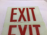 Western Fluorescent Light Co Exit Sign 12" Length x 8" Width Lot Of 2