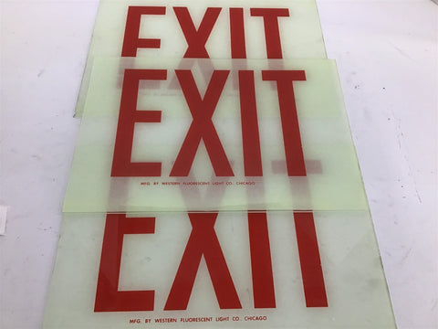 Western Fluorescent Light Co. Exit Sign Lot Of 3