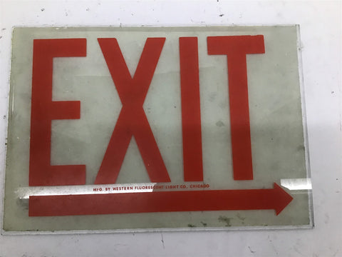 Western Fluorescent Light Co. Exit Sign 12" Length x 8-1/2" Width