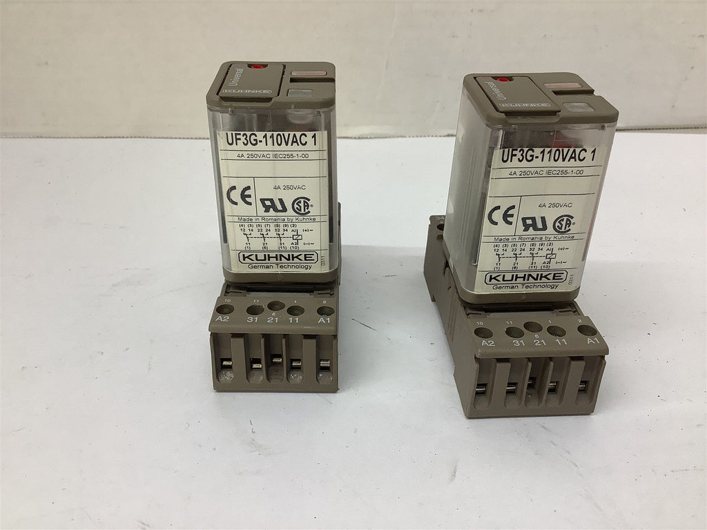 Kuhke UF3G-110VAC1 4A 250V On Base Lot Of 2