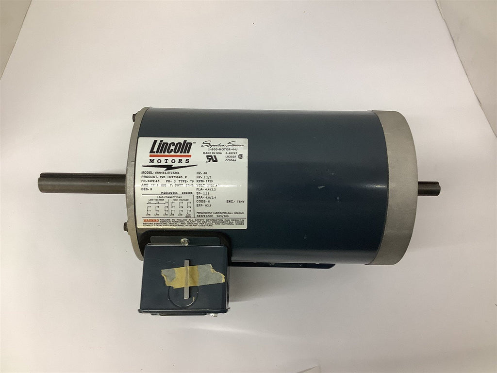 Lincoln SRN4S1.5TCTZ61 Motor 1 1/2 HP 230/460V 1725RPM 56CZ-90 3 PH TENV