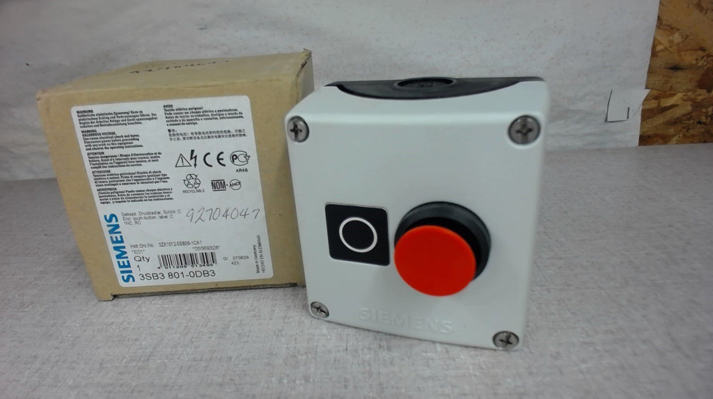 SIEMENS 3SB3 801-0DB3   ENCLOSURE WITH RED PUSHBUTTON,