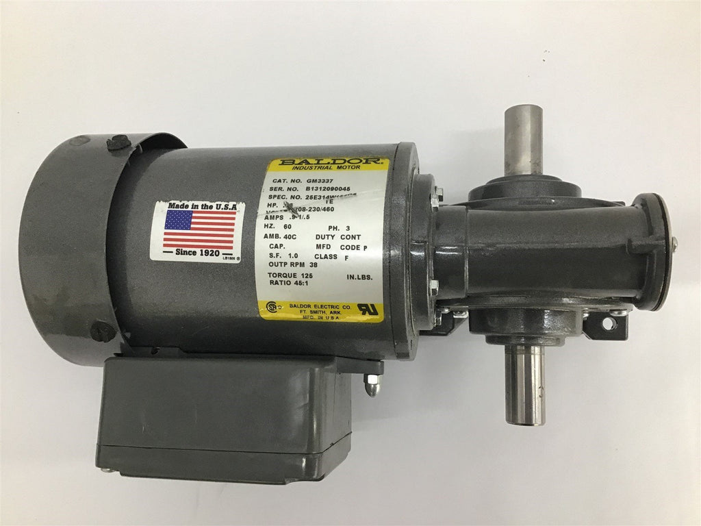 Baldor GM3337 AC Motor 0.16 HP 208-230/460 V 3PH 60 Hz