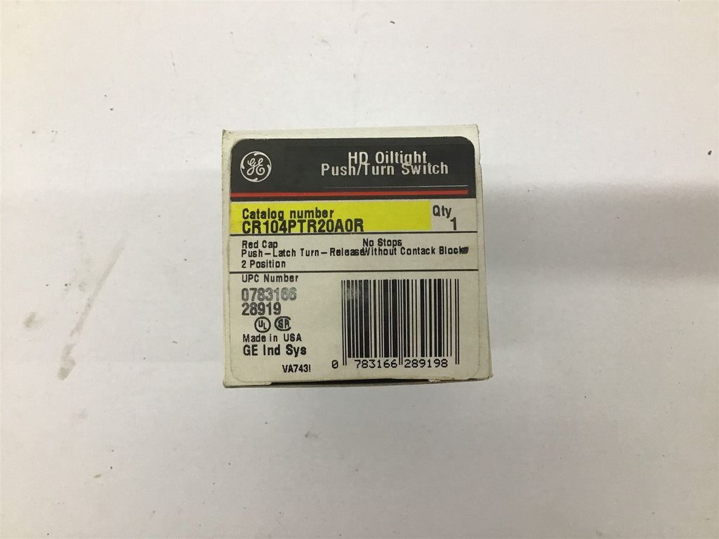 GE CR104PTR20A0R HD Oiltight Push/Turn Switch