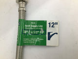 B and K 496-001 12" Faucet Supply Line 3/8" x 1/2" Lot Of 6