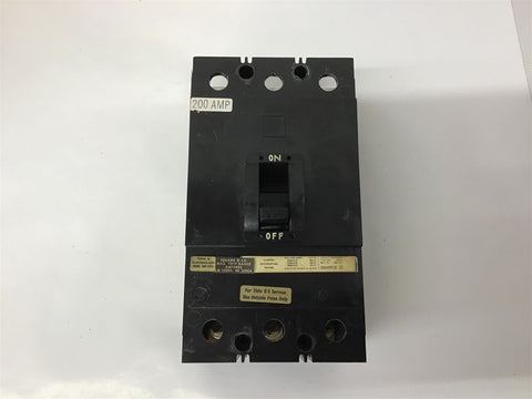 Square D KAF36200 3 Pole 200 AMP 600V Circuit Breaker