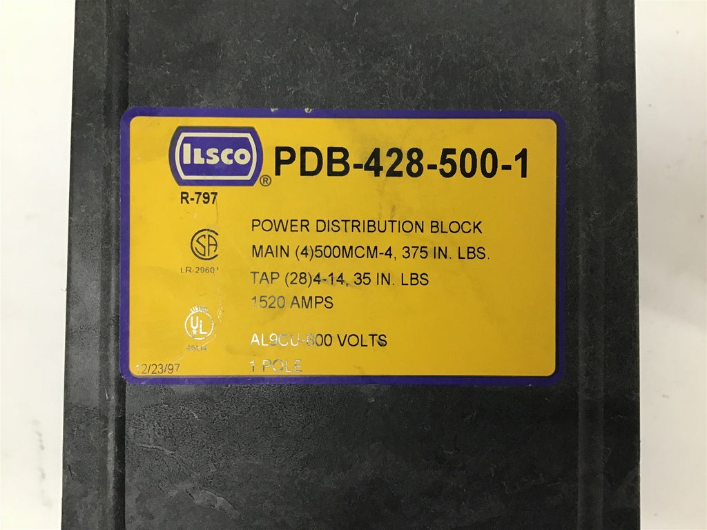 Ilsco PDB-428-500-1 Power Distribution Block 1 P 600 V
