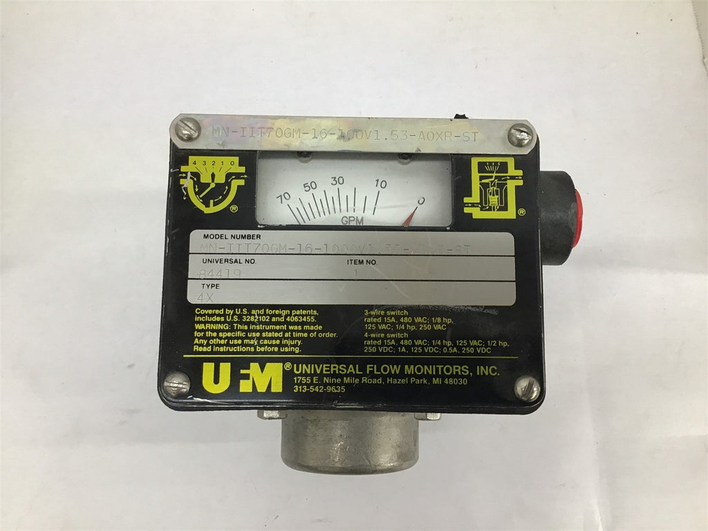 Universal Flow Monitors Inc. MN-IIT70GM-16-1000V1.53-A0XR-ST 3-Wire Switch