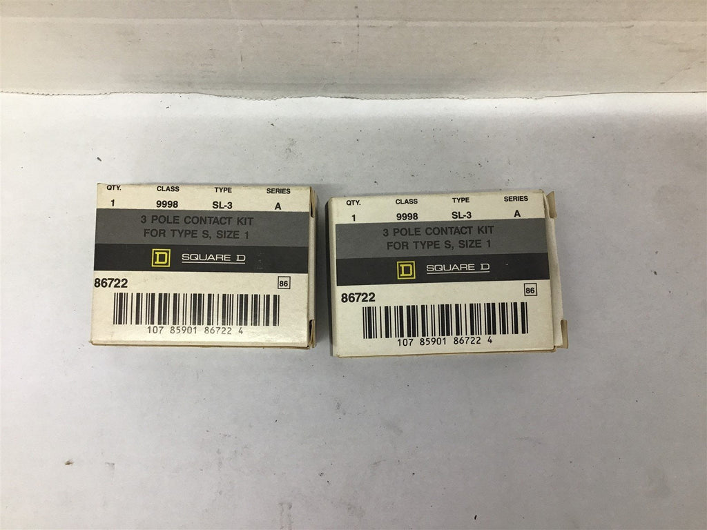 Square D Class 9998 Type SL-3 Ser. A 3 P Contact Kit Type S Size 1 Lot Of 2