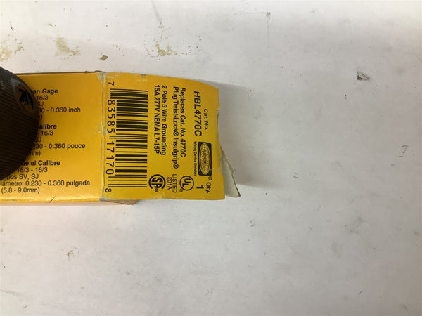 Spina Industriale Hubbell HBL4770C Con Impugnatura E Blocco A Torsione, NEMA L7-15P