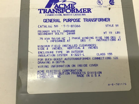 Acme Transformer T-1-81066 General Purpose Transformer