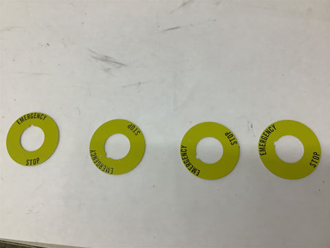 Allen-Bradley 800T-X646EM Emergency Stop Legend Plate 1-3/16" ID Lot Of 4