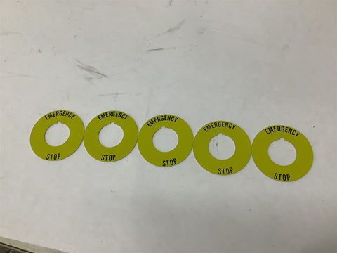 Allen-Bradley 800T-X646EM Emergency Stop Legend Plate 1-3/16" ID Lot Of 5