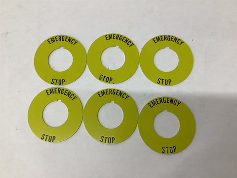 Allen-Bradley 800T-X646EM Emergency Stop Legend Plate 1-3/16" ID Lot Of 6