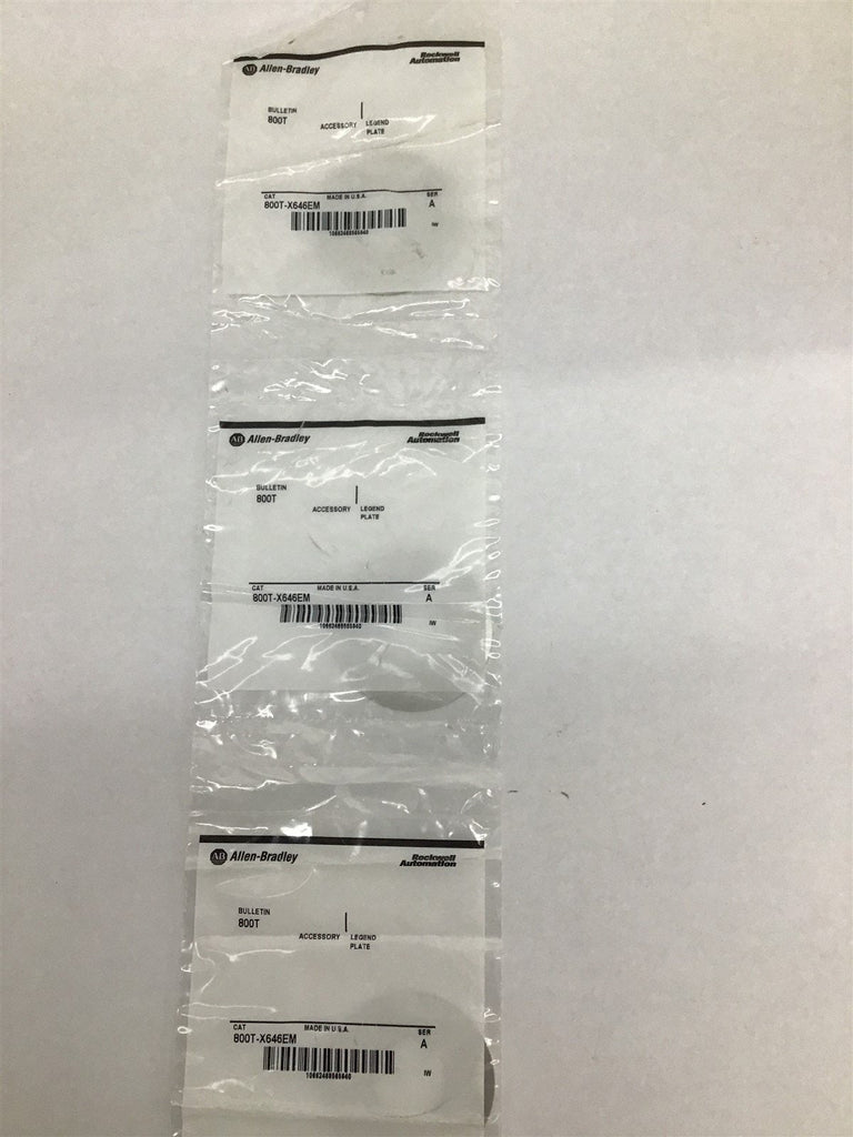 Allen-Bradley 800T-X646EM Emergency Stop Legend Plate Lot of 3