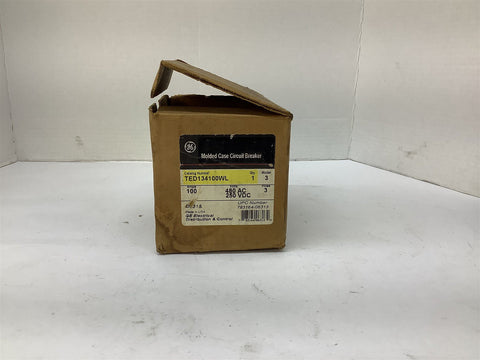 General Electric TED134100WL Circuit Breaker 100 A 280 VAC 250 VDC 3 P