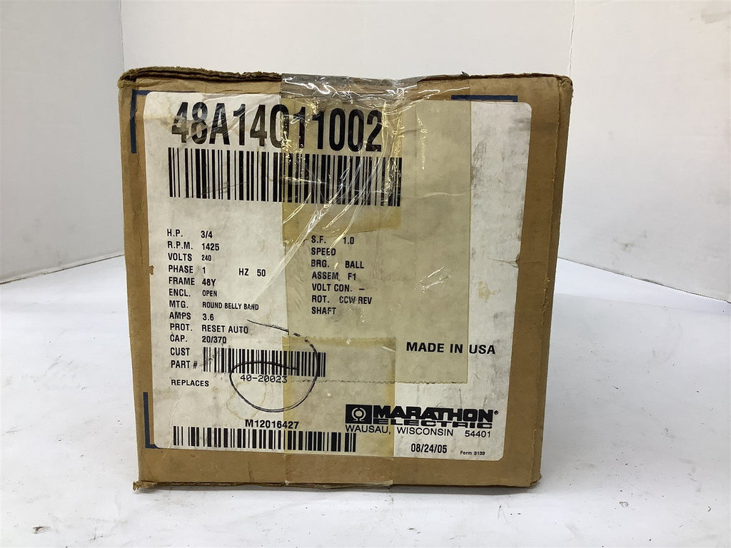 Marathon 48A14011002 Motor 3/4 HP 240 V 1425 RPM 48Y 1 PH