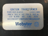 Webster Type 812-6A010 Ignition Transformer 120 V 1.85 A
