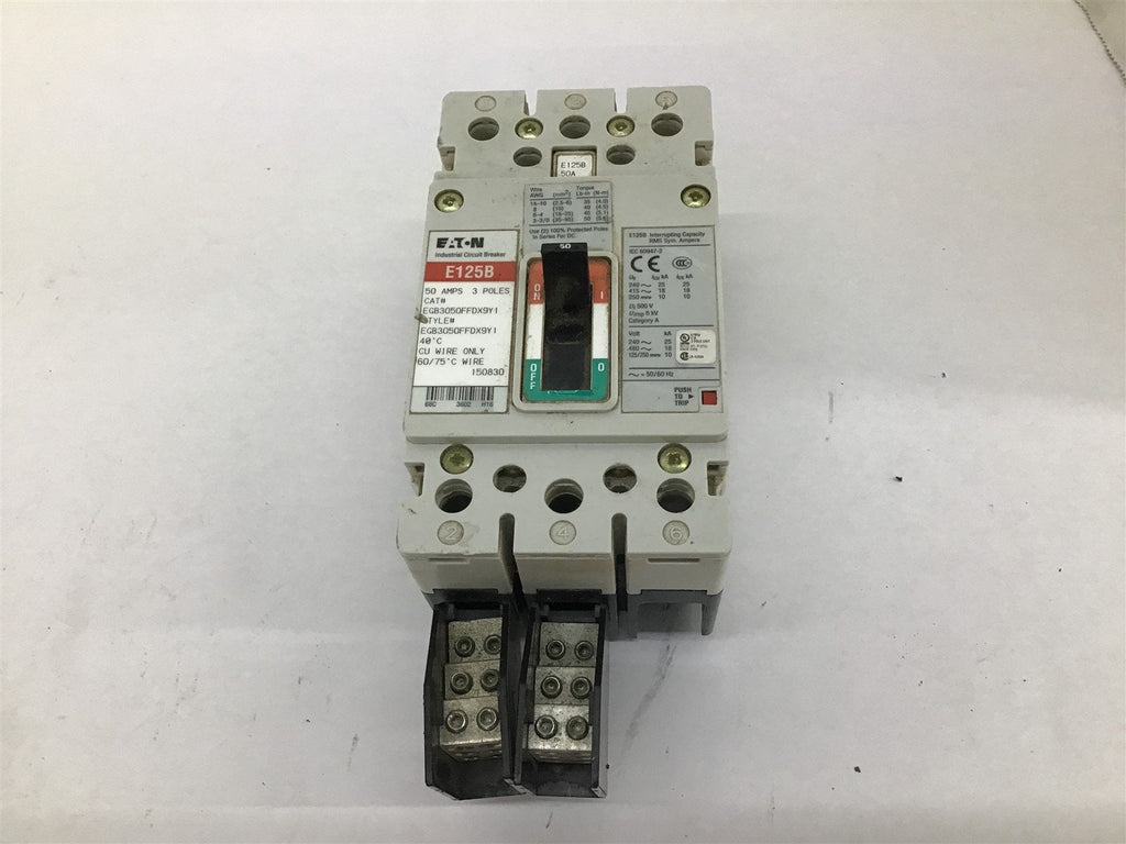 Eaton EGB3050FFDX9Y1 Industrial Circuit Breaker 3 P 50 Amps