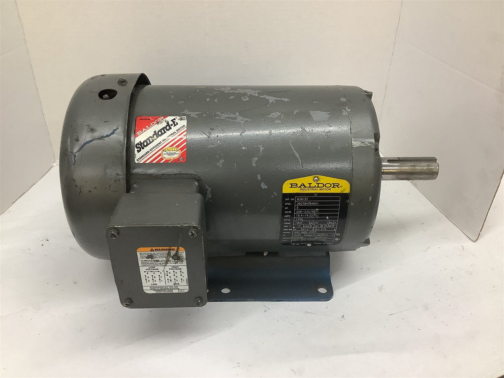 Baldor M3615T AC Motor 5HP 208-230/460V 15.4-14.2/7AMP 1750RPM 184TF 60HZ 3PH