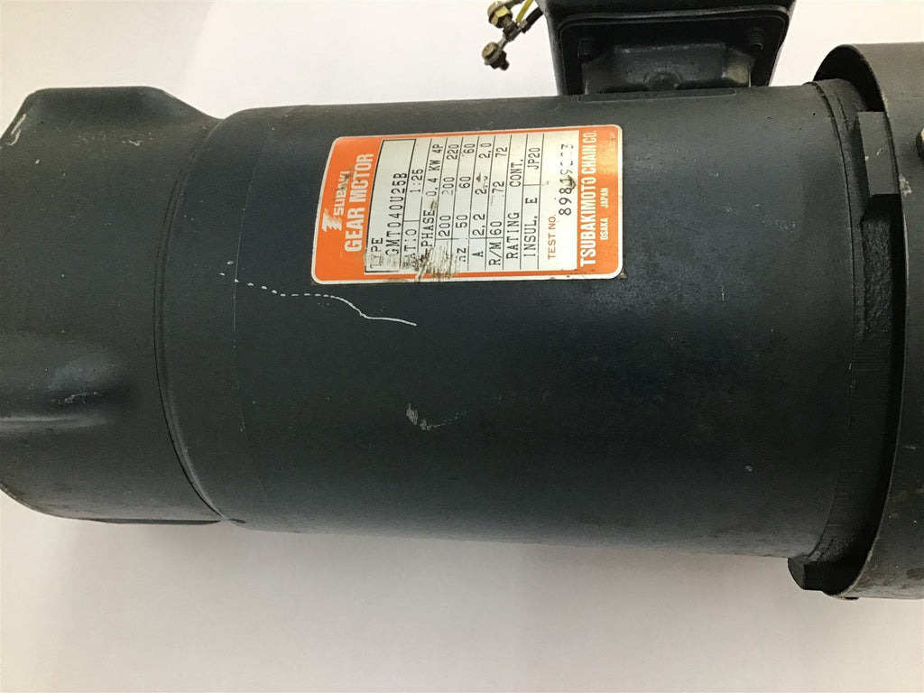 Subaki GMT040U25B Gear Motor 0.4 kW 200 V 72 RPM 2 A 60 Hz 1:25 3 Ph 4P