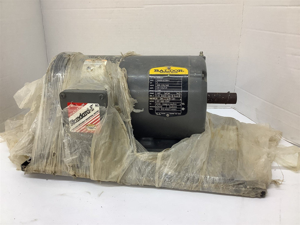 Baldor M3558T AC Motor 2HP 208-230/460V 1740RPM 4P 145T 3PH 60Hz TEFC