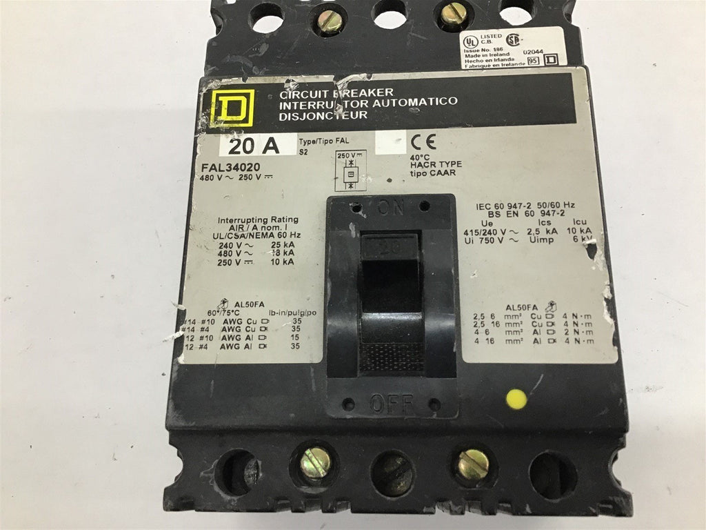 Square D FAL34020 Circuit Breaker 20 A 480/250 V 3 P