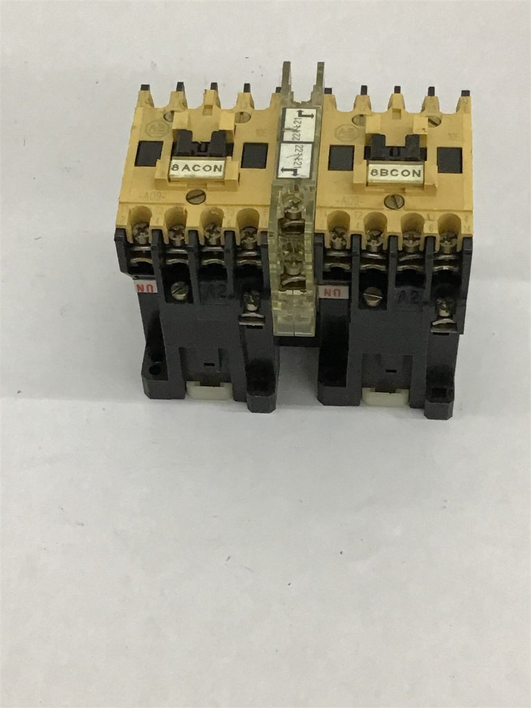 Allen-Bradley 100-A09ND3 Ser. B Contactor Lot of 2 W/ 199-MCA1 Ser. A Interlock