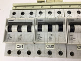 Siemens (3) 3 Pole D20 Amp Breakers And (1) D4 Amp Breakers