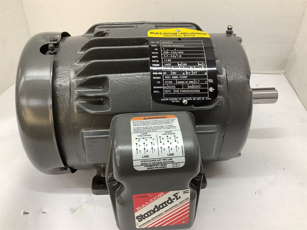 Baldor M3582T Industrial Motor 1HP 208-230/460V 1140RPM 145TFR